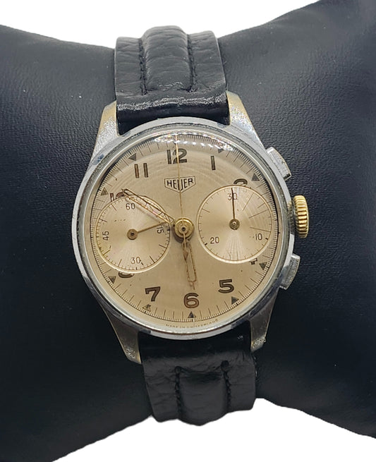 RARE! Vintage 1940's Original HEUER Chronograph Stainless Men's Watch image 0