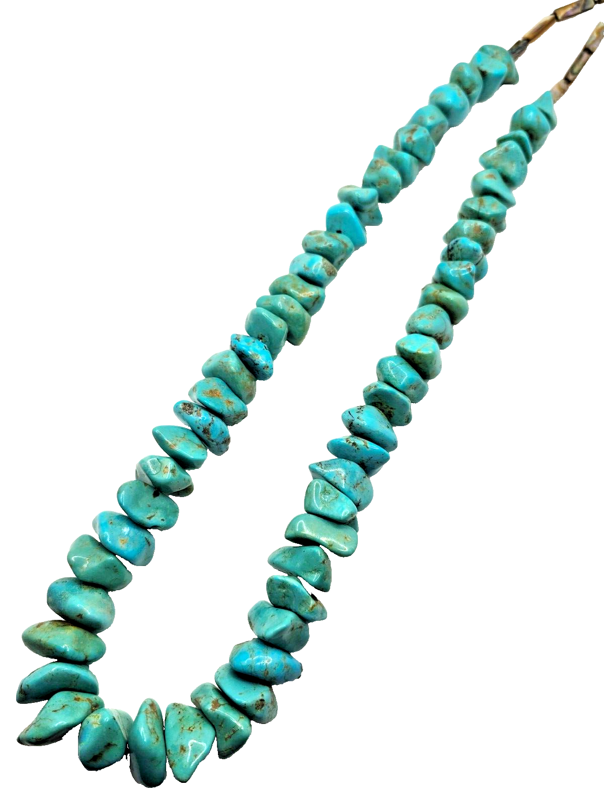 Antique Vintage Heavy Native American Chunky Graduated Turquoise Bead Necklace image 3
