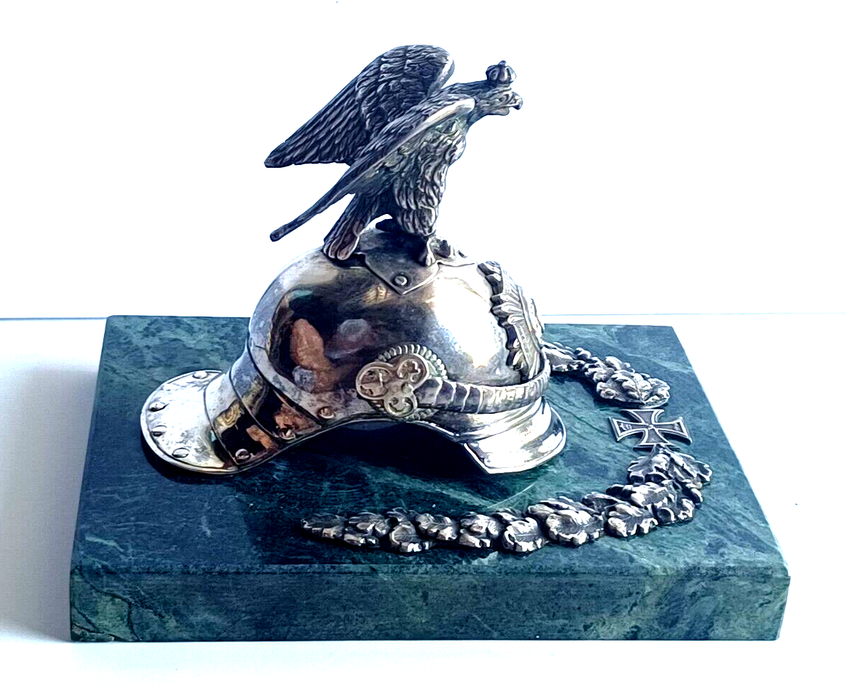 Prussian Regiment Corps Officers Sterling Silver Parade Helmet Iron Cross Award image 5