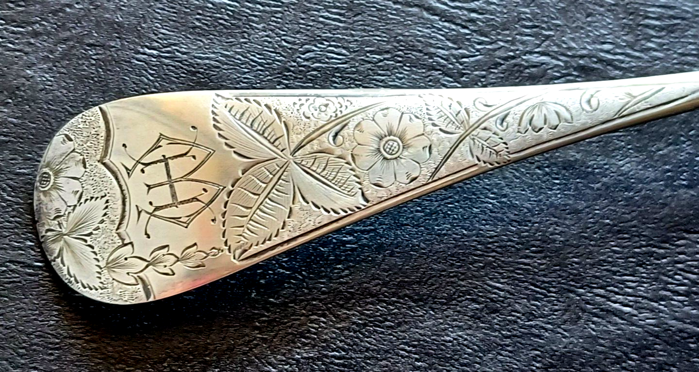 Antique Fancy Sterling Silver Macaroni Server Pierced Serving Spoon Floral Motif image 5