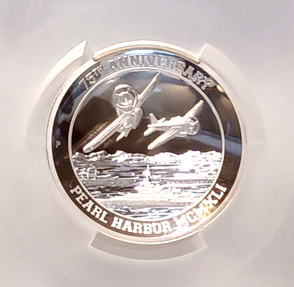 2016 (P) $5 Pearl Harbor Perth 5 oz Silver HR Proof Coin PCGS - PR70DCAM Flag image 2