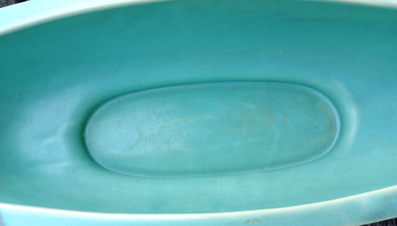 Rare Antique Weller Pottery Turquoise Wild Rose Large Oblong Planter Centerpiece image 12