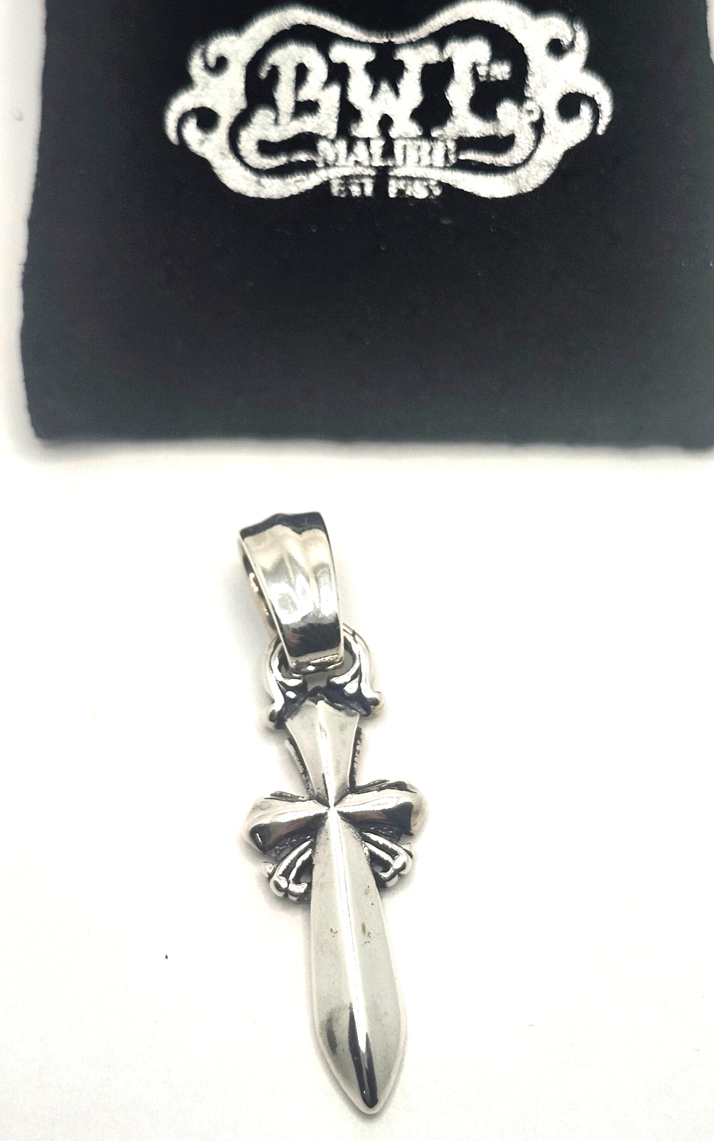 BWL Bill Wall Leather Sterling Saber Cross Pendant image 0