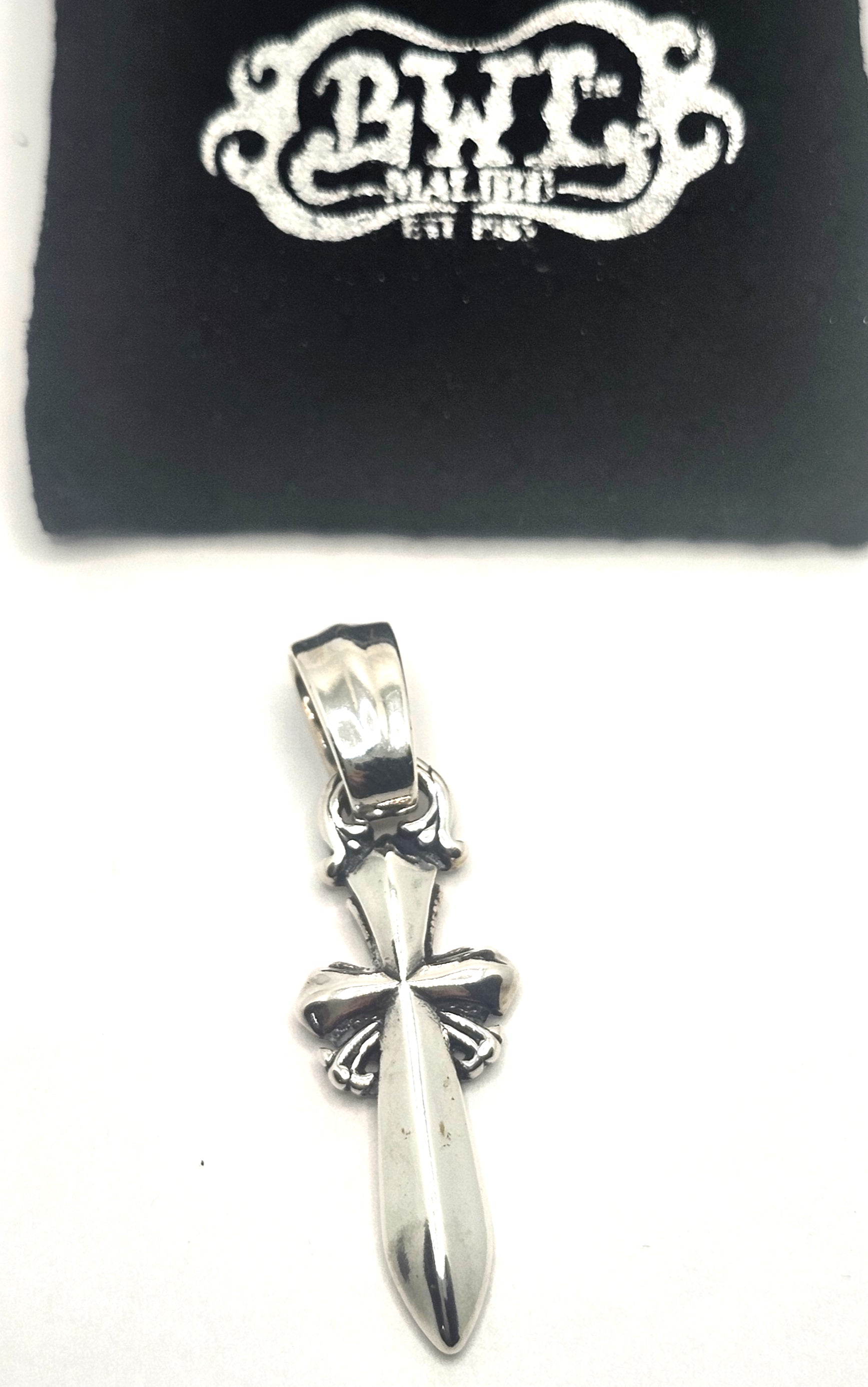 BWL Bill Wall Leather Sterling Saber Cross Pendant image 0