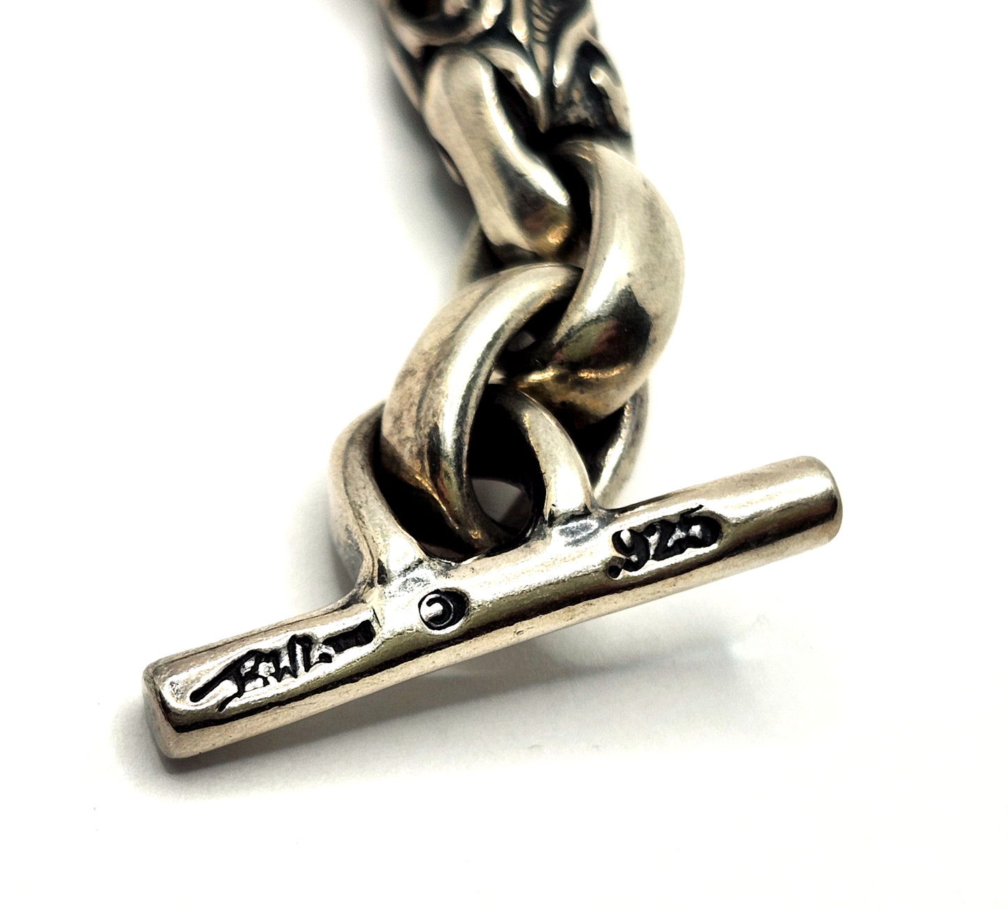 BWL Bill Wall Leather Double Good Luck Skull Sterling Silver Toggle Bracelet image 6