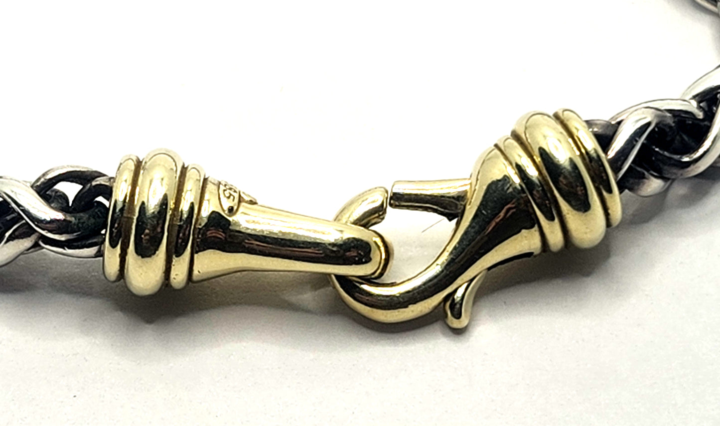 Vintage David Yurman 18" Sterling Silver Wheat Necklace with 14K Gold Clasp image 5