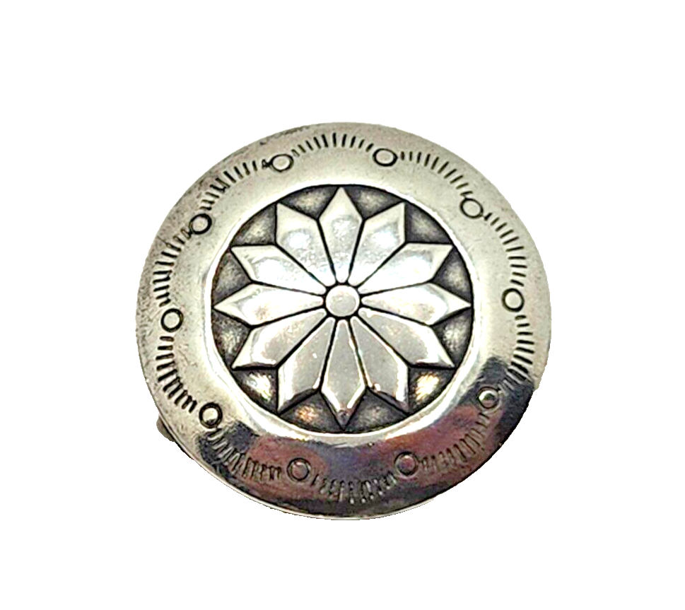 Vintage Native American Concho Style Sterling Silver Button Covers ~ Set of 5 image 4