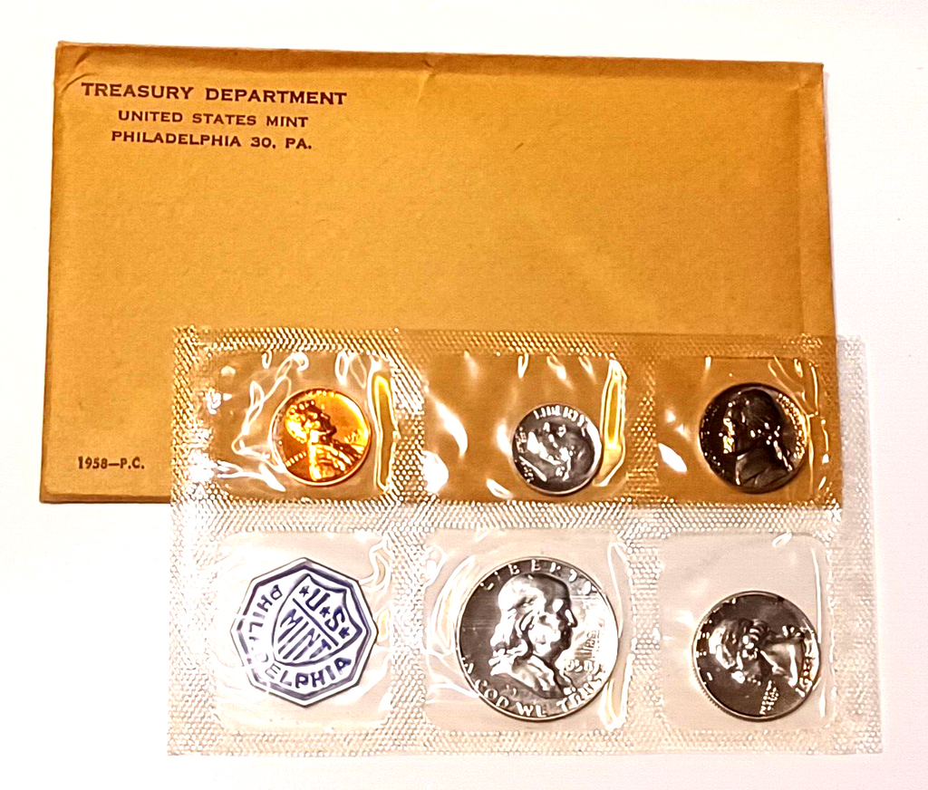 1958 U.S. Mint SILVER PROOF Set in Original Envelope image 0