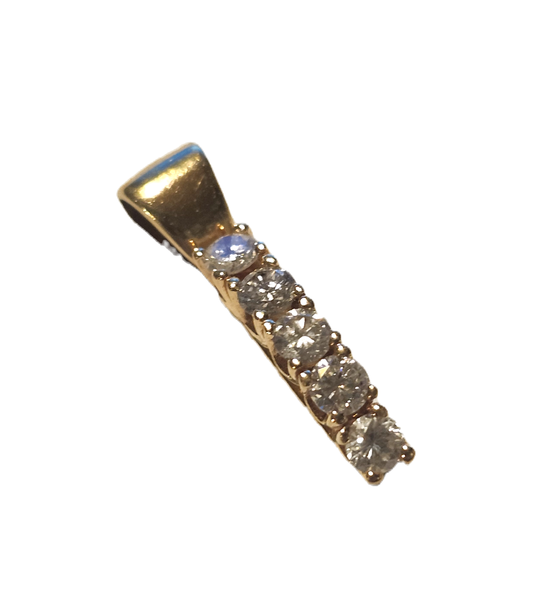 1cttw Round Diamond & 14k Yellow Gold Pendant 5-Stone image 2