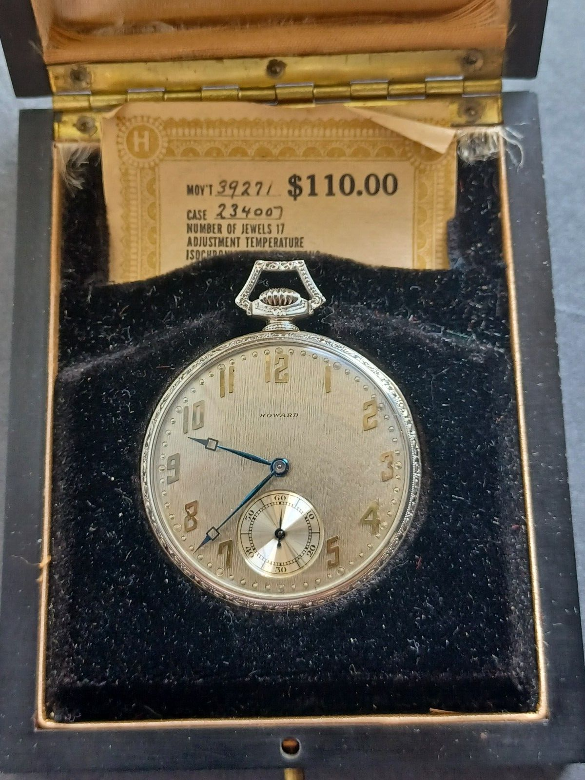 Antique E Howard Series 12 Solid 14K White Gold Pocket Watch 17J  10 Size in Box image 18