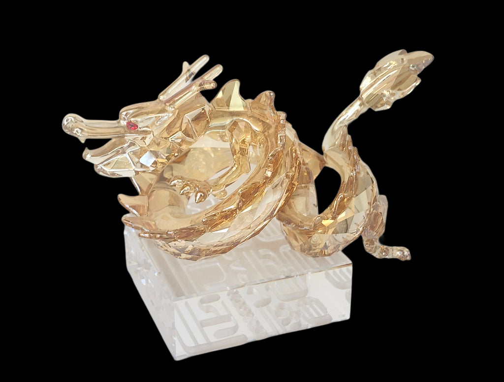 Large Swarovski Crystal Zodiac Dragon Good Luck Golden Figurine #1083710 image 0