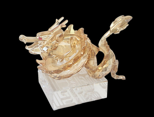 Large Swarovski Crystal Zodiac Dragon Good Luck Golden Figurine #1083710 image 0