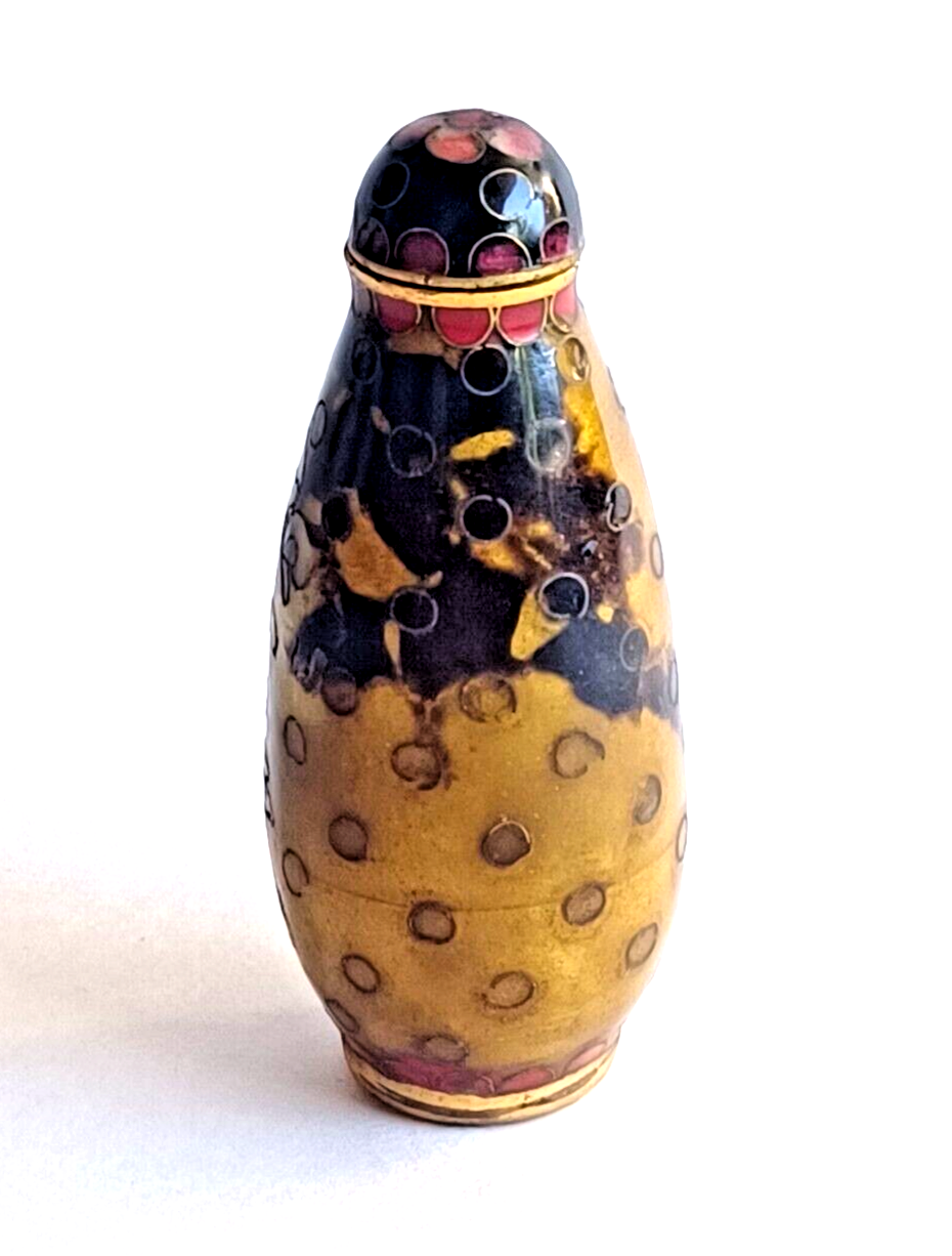 Antique Chinese Cloisonne Snuff Bottle 19th Century Flowers image 9