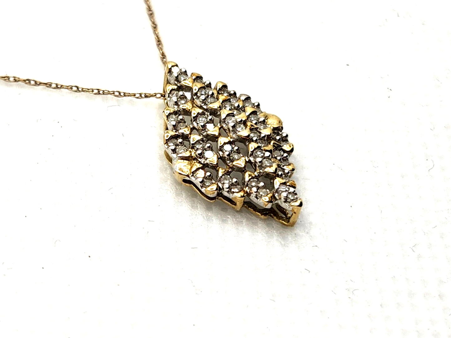 Vintage Chic 1ct Diamond Cluster 10k Yellow Gold Pendant Necklace image 2