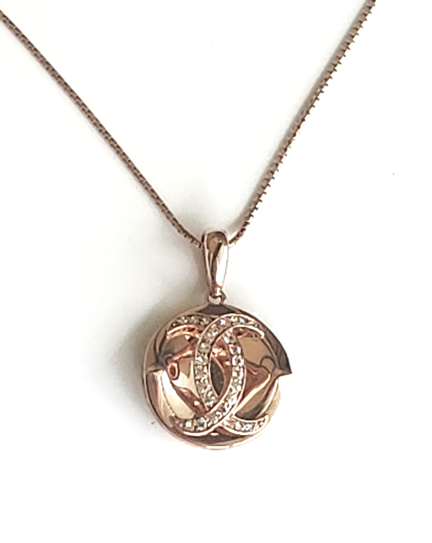 Effy Rose Gold Sterling Silver & White Sapphire Pendant with Chain in Box image 2