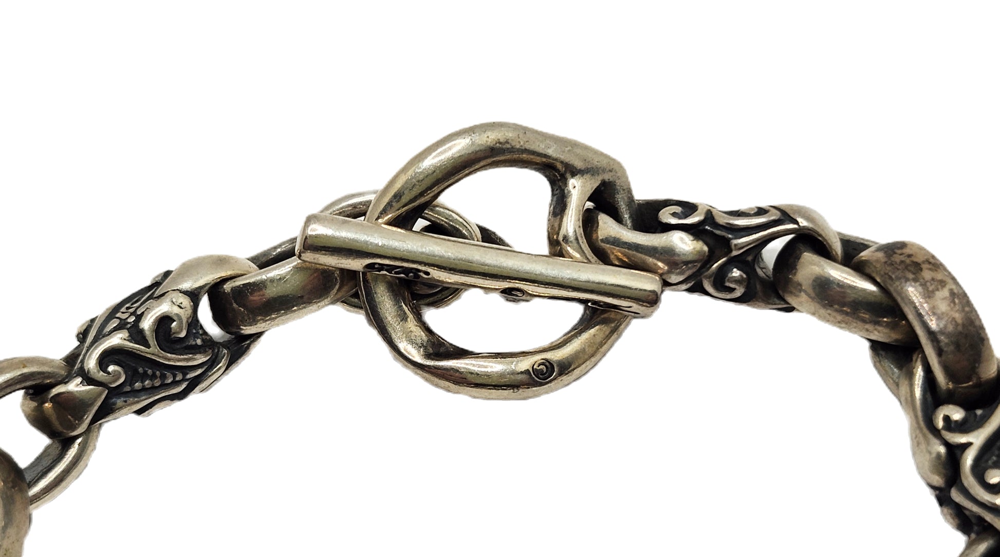 BWL Bill Wall Leather Double Good Luck Skull Sterling Silver Toggle Bracelet image 5