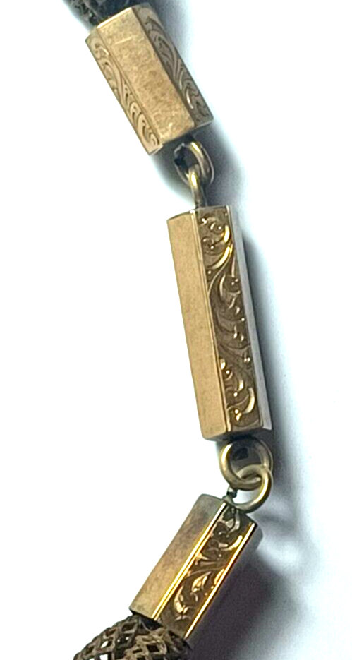 Antique Victorian Hair Mourning Jewelry & Gold Filled Necklace w/ Pendant image 8