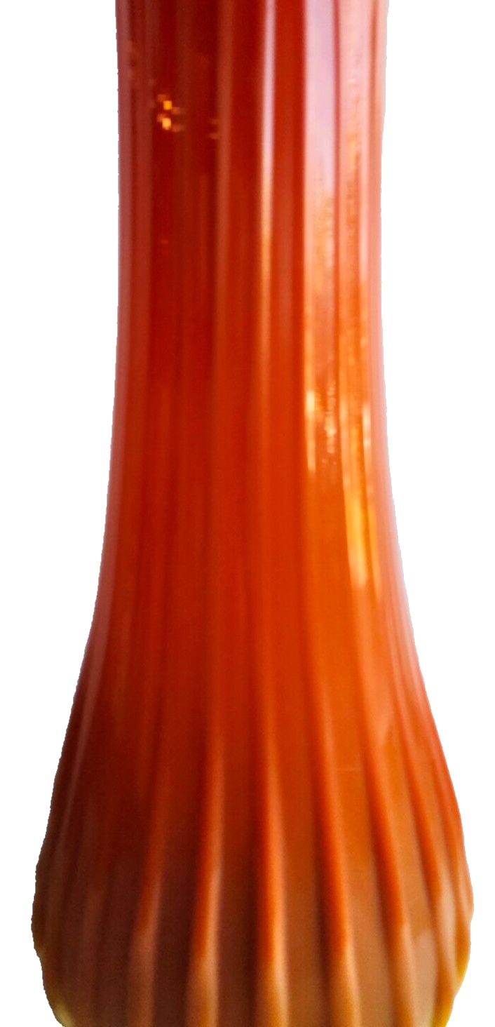 Mid Century LE Smith Bittersweet Orange Swung Glass Ribbed Vase image 2