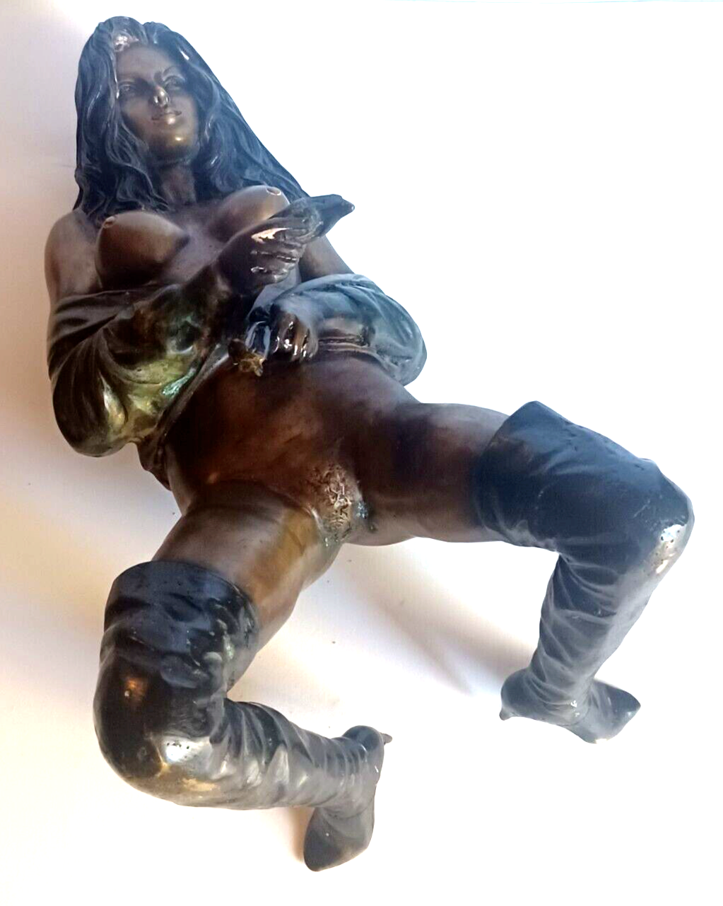 RARE Raoul Larche Detailed Bronze Sculpture of a Kneeling Nude Woman image 13