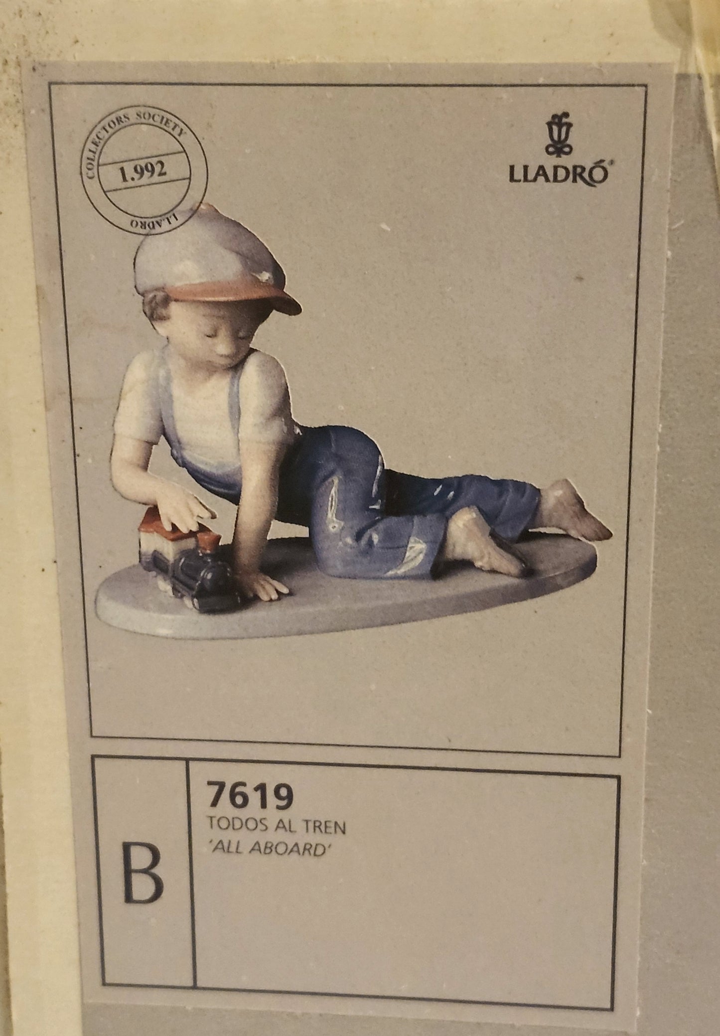 Retired Lladro #7619 Porcelain Figurine ALL ABOARD Boy w/ Train in Box image 6