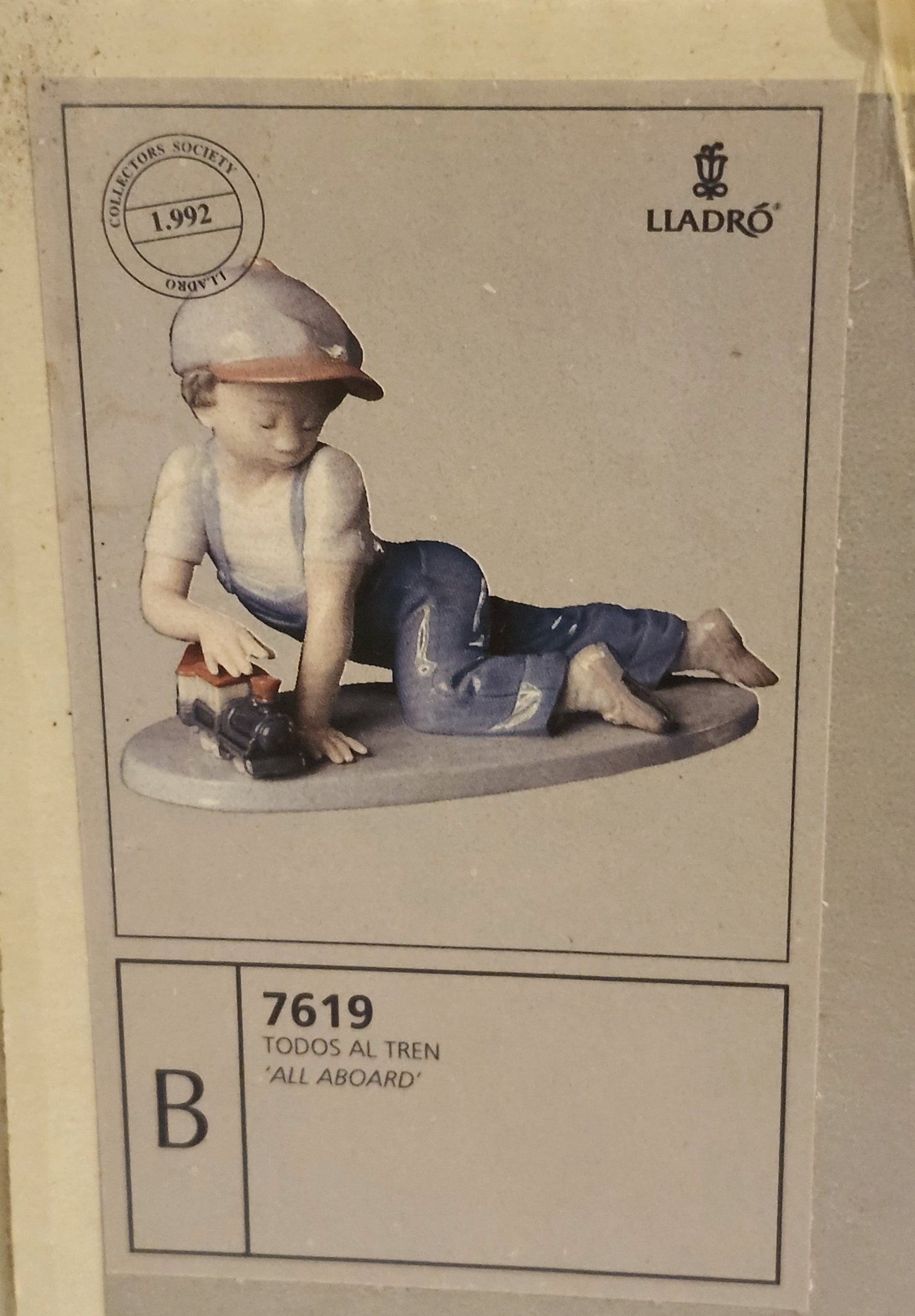 Retired Lladro #7619 Porcelain Figurine ALL ABOARD Boy w/ Train in Box image 6