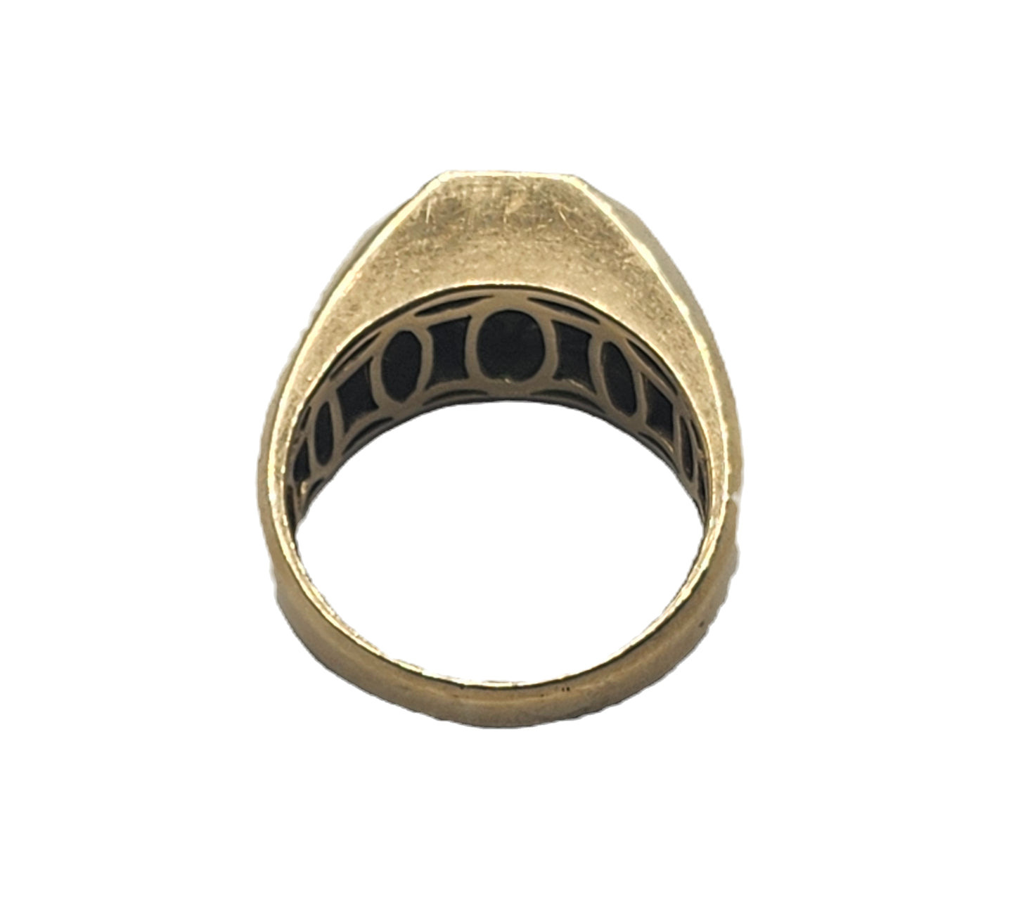 Vintage Emerald & Diamond 10k Yellow Gold Men's Ring image 5