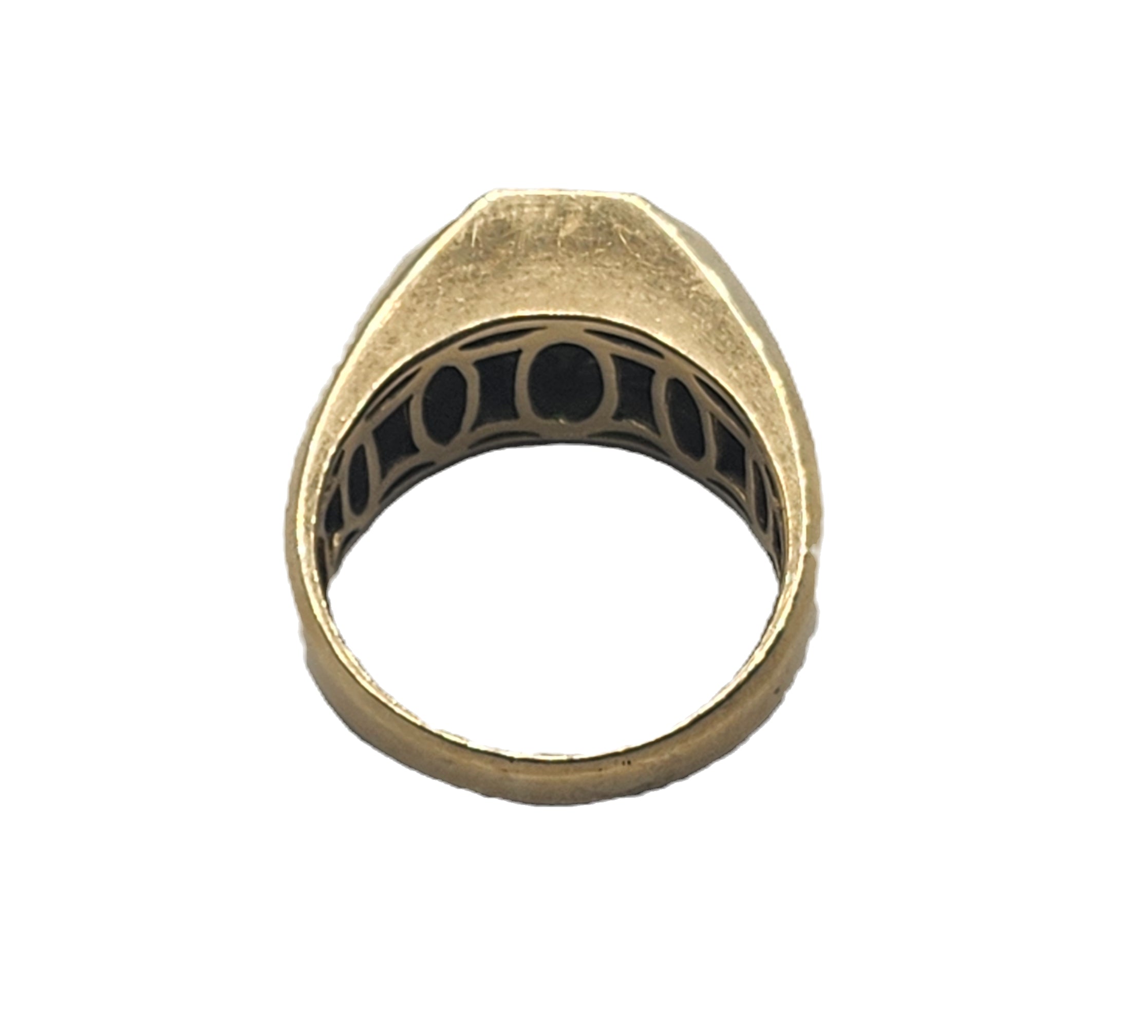 Vintage Emerald & Diamond 10k Yellow Gold Men's Ring image 5