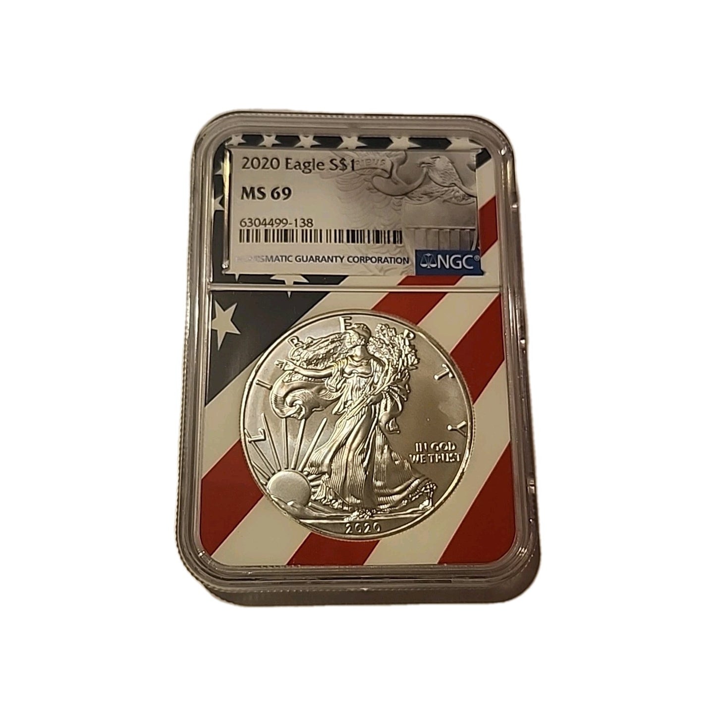 2020 US Silver $1 Eagle NGC MS69 American Flag image 0