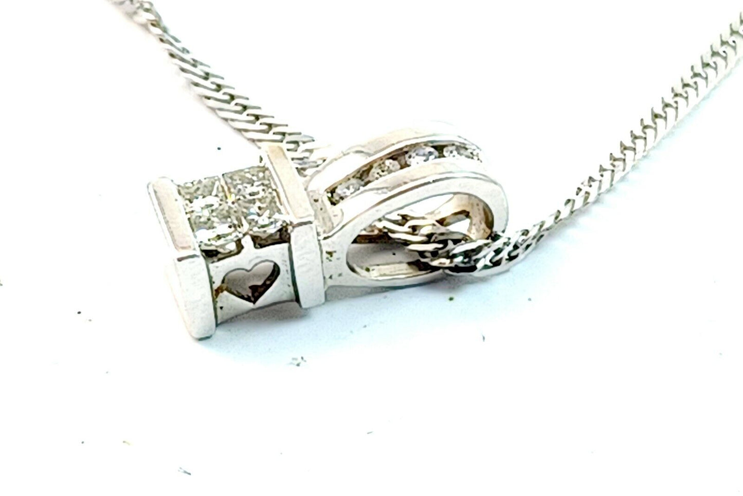 Gorgeous .50CT Diamond & 14k White Gold Pendant w/ Chain image 5