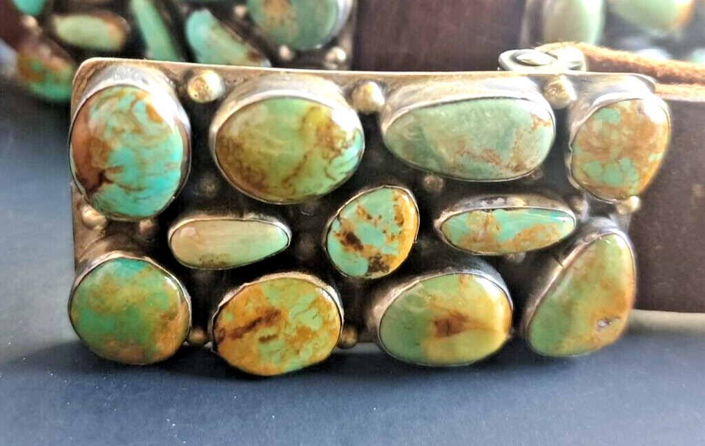 Navajo Native American Sterling Silver Turquoise Concho Belt by Willie Nezzie image 4