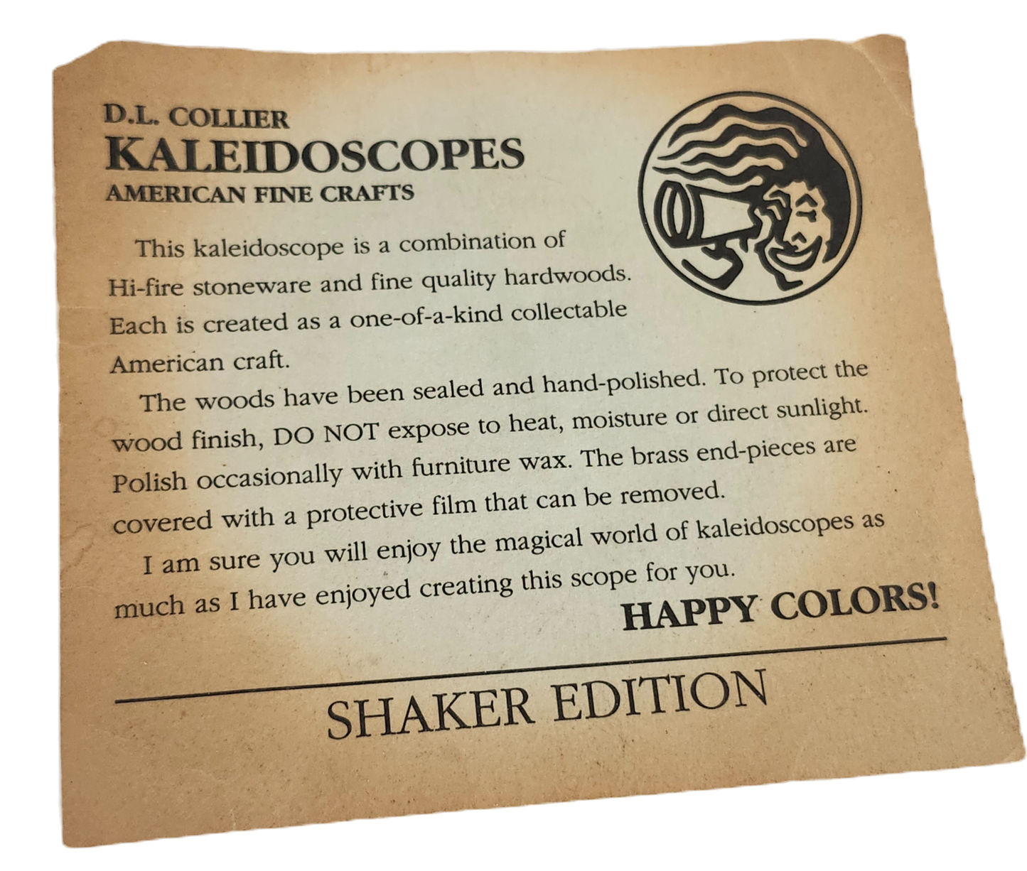 Vintage David Collier Signed Kaleidoscope Brass Wood and Clay image 8