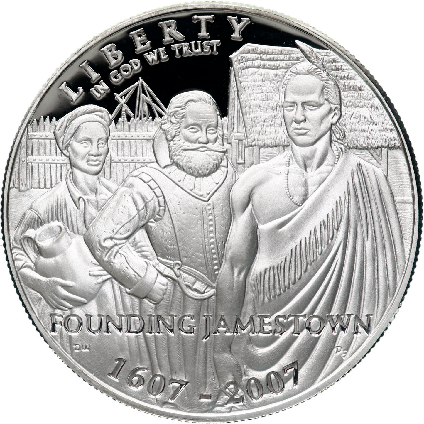 2007 P Jamestown 400th Anniversary Proof 90% Silver Dollar US Coin image 2