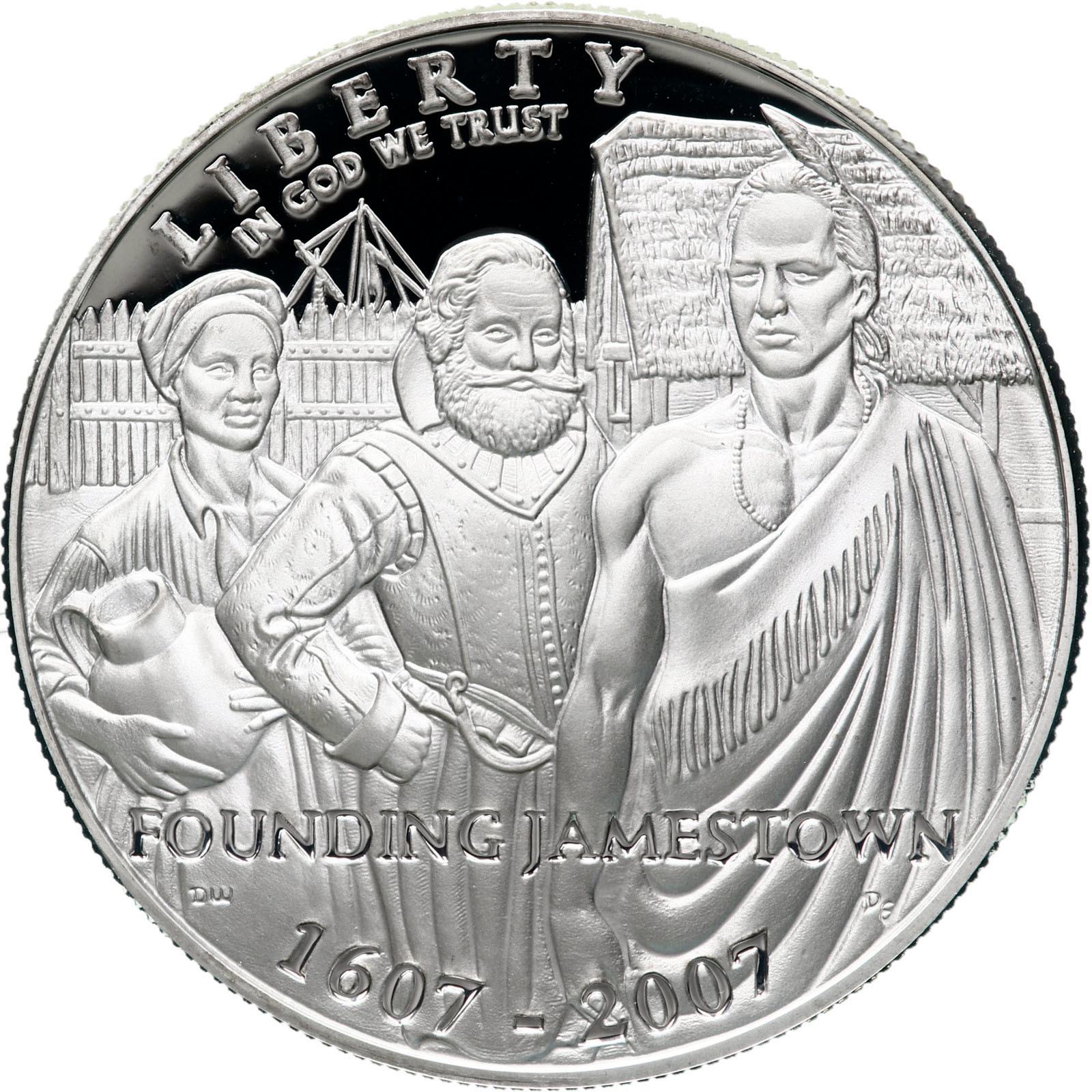 2007 P Jamestown 400th Anniversary Proof 90% Silver Dollar US Coin image 2