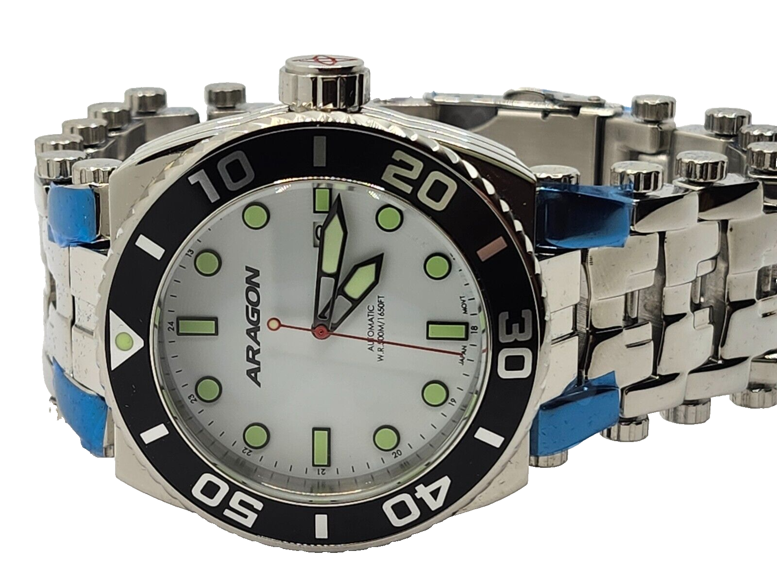 NEW Aragon Millipede Automatic A093 Mens Watch White Dial and Black Bezel in Box image 6