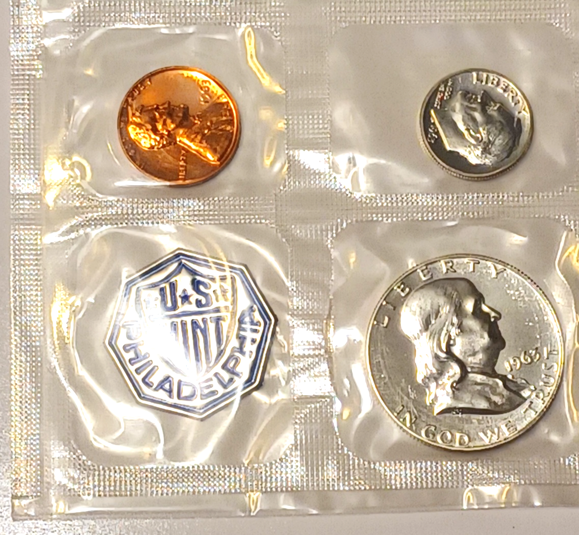 1963 U.S. Mint SILVER PROOF Set in Original Envelope image 2