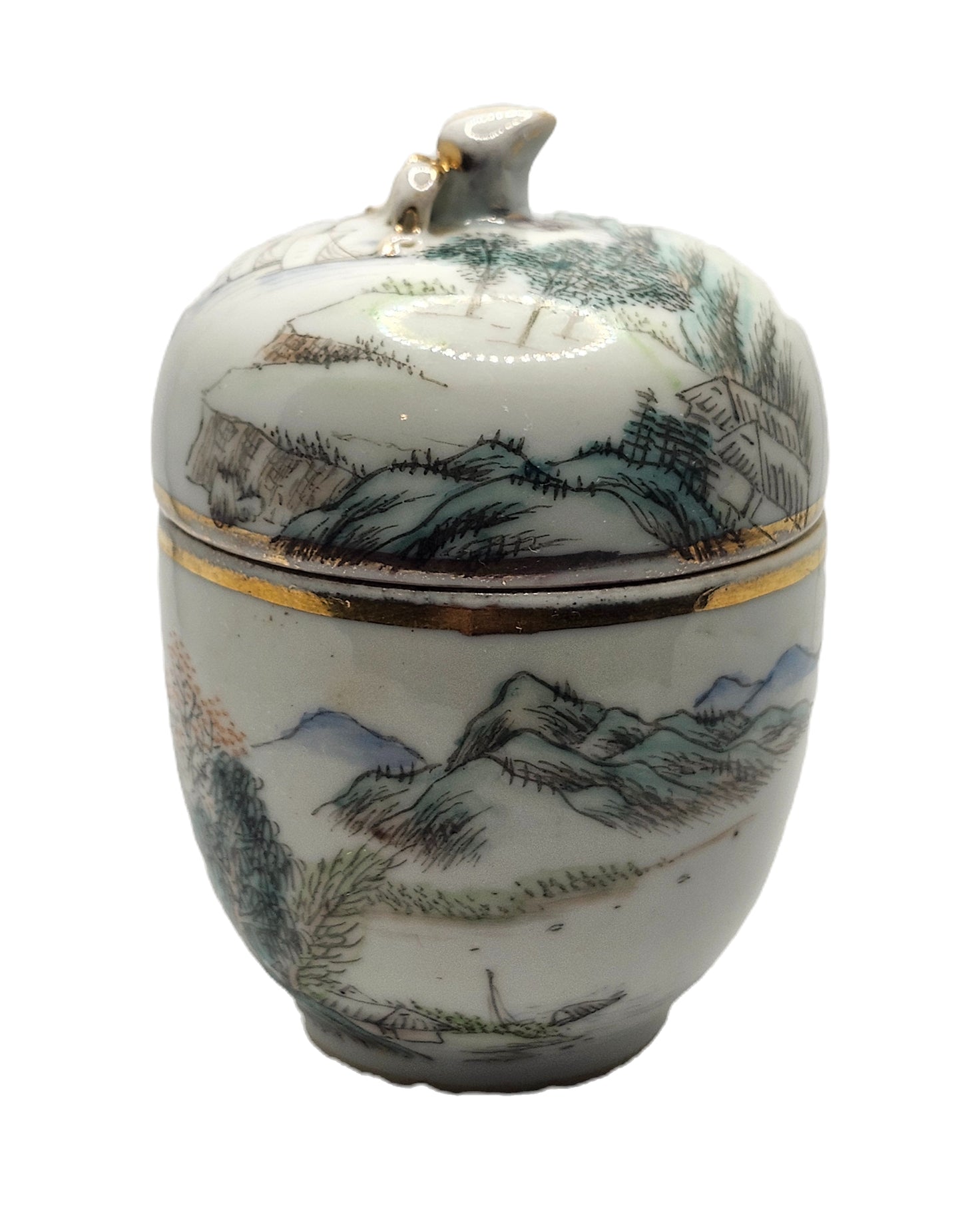 RARE Antique 20's Japanese Saki Wine Warmer Single Cup Set image 0