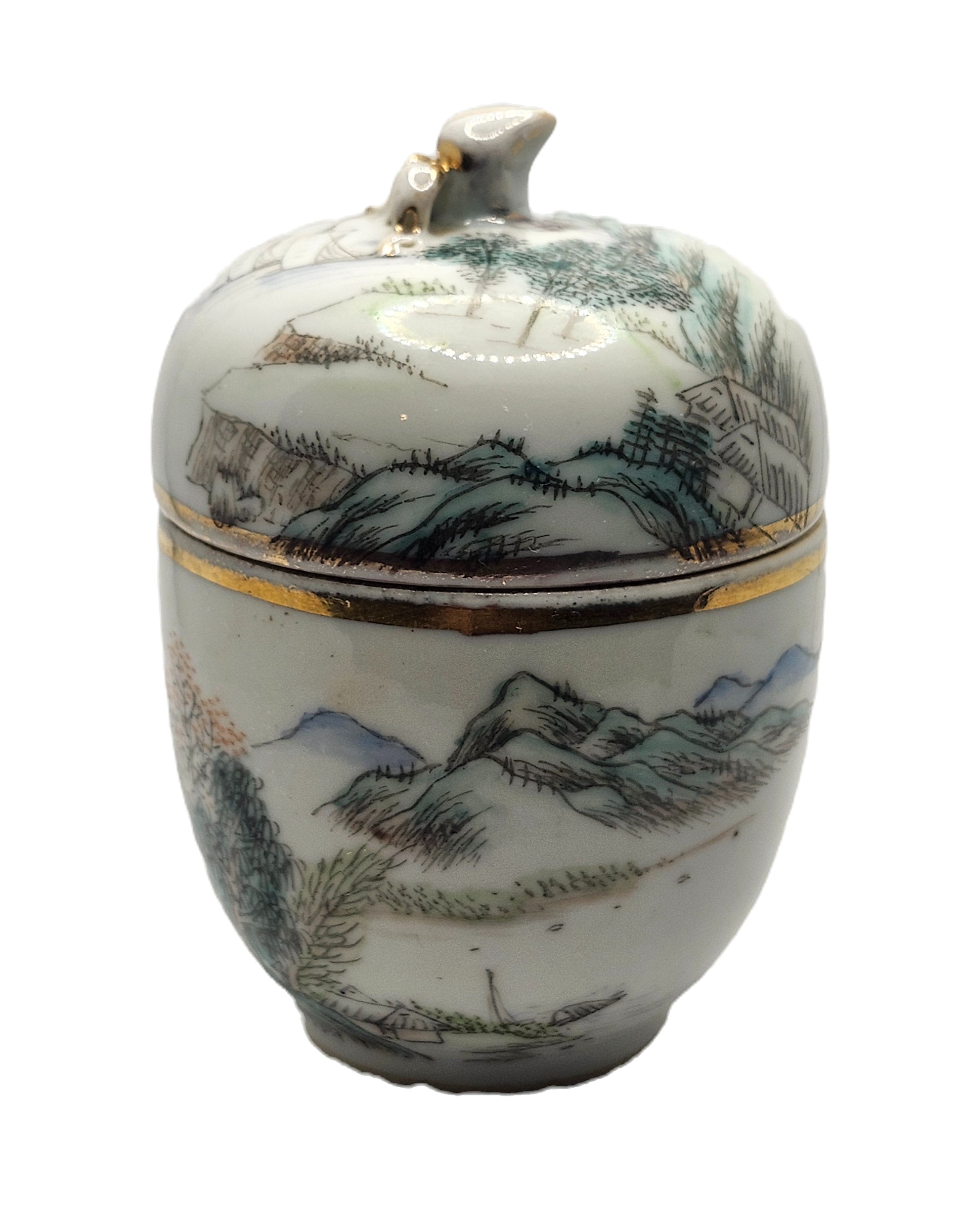 RARE Antique 20's Japanese Saki Wine Warmer Single Cup Set image 0