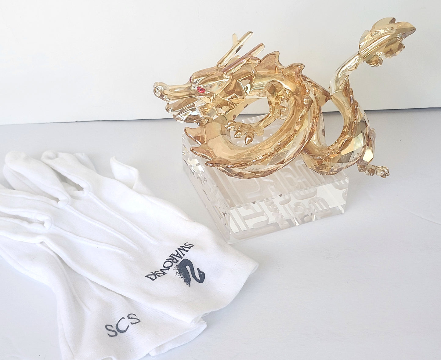 Large Swarovski Crystal Zodiac Dragon Good Luck Golden Figurine #1083710 image 1