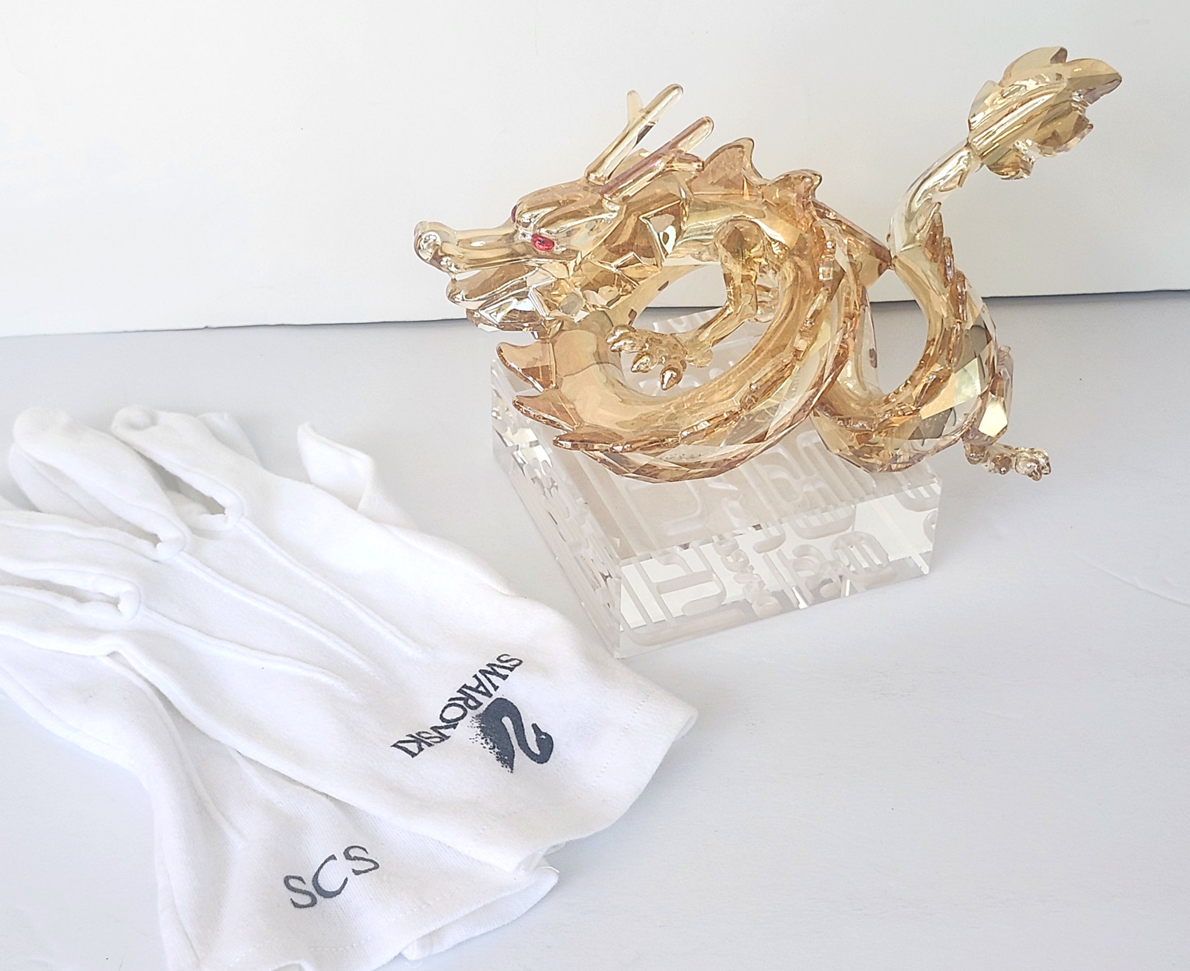 Large Swarovski Crystal Zodiac Dragon Good Luck Golden Figurine #1083710 image 1