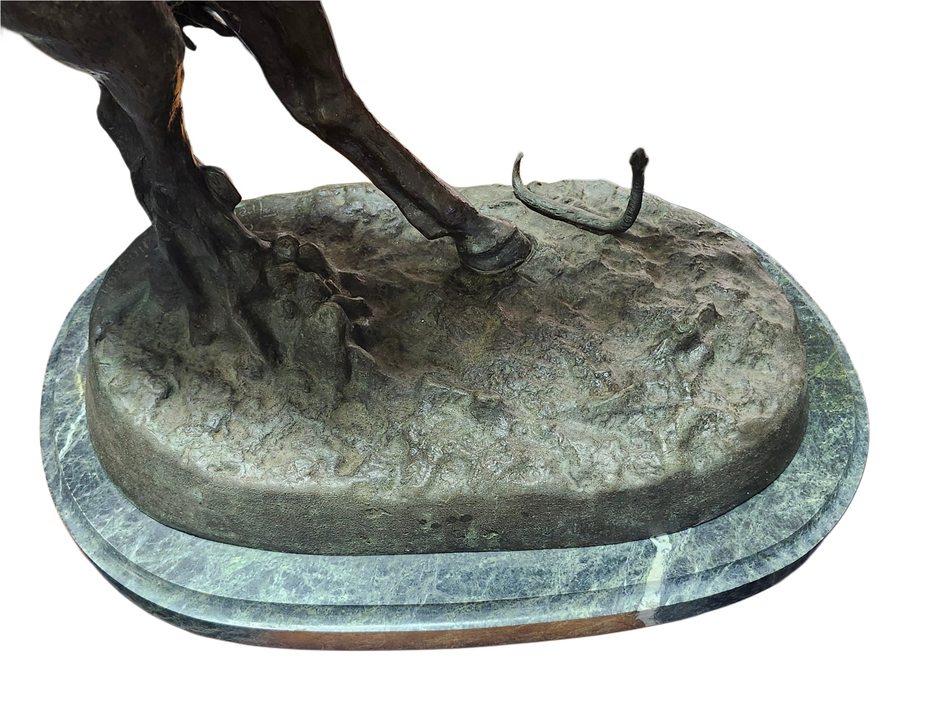 Frederic Remington Bronze Statue Titled "Rattlesnake" 23" Tall image 4