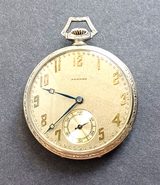 Antique E Howard Series 12 Solid 14K White Gold Pocket Watch 17J  10 Size in Box image 0