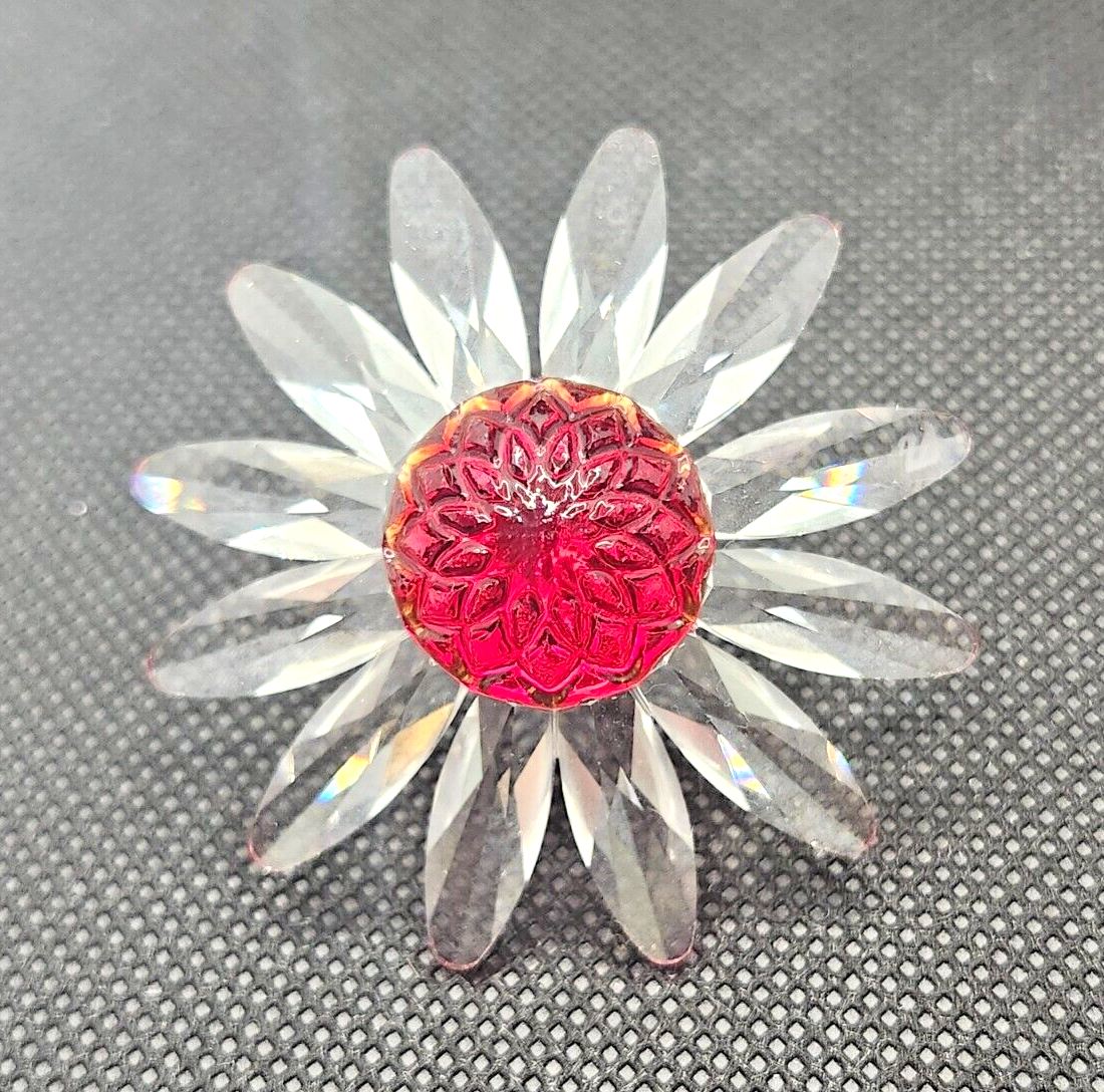 Swarovski Crystal RED MARGUERITE DAISY with MINI FLOWERS in Original Box image 2