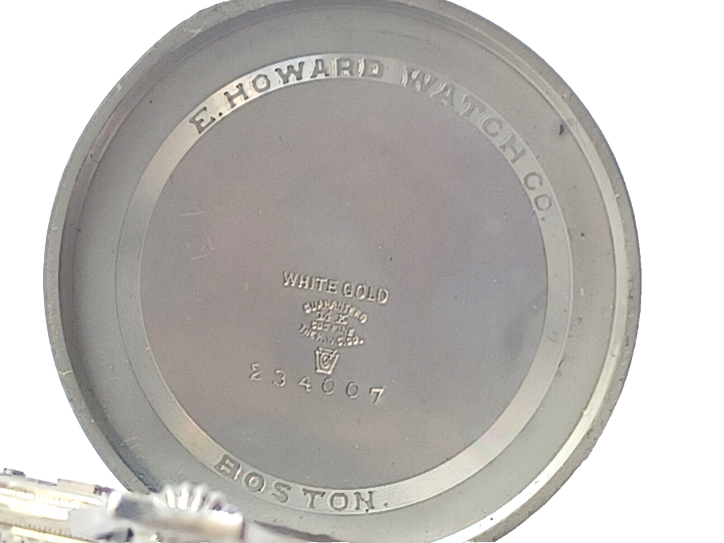 Antique E Howard Series 12 Solid 14K White Gold Pocket Watch 17J  10 Size in Box image 9