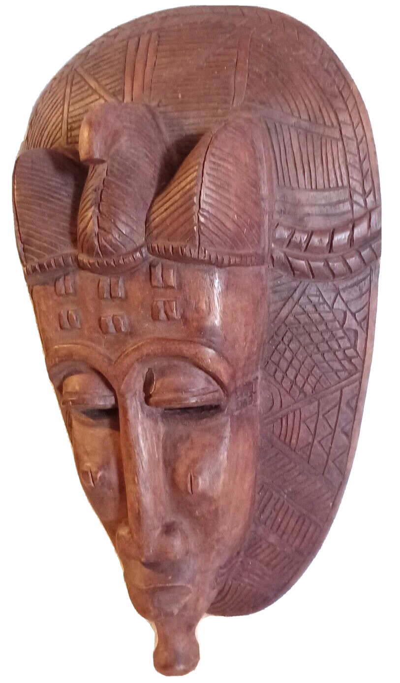 Vintage African Hand Carved Wood Warrior Tribal Mask ~ Solid 7+ lbs & 19.5" Tall image 4
