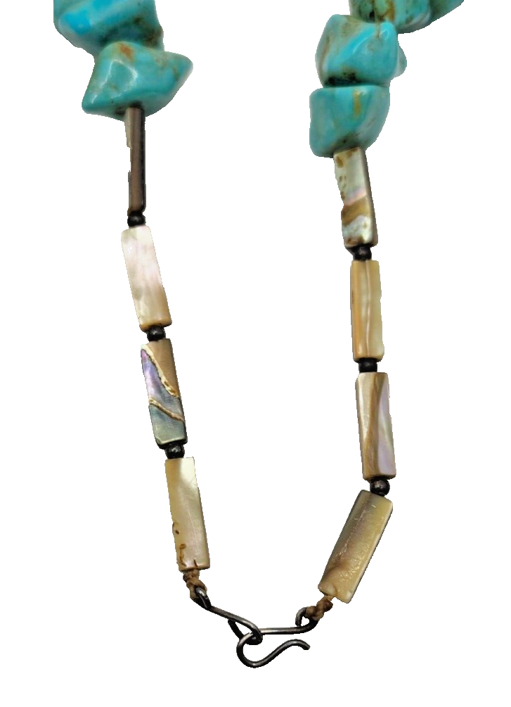 Antique Vintage Heavy Native American Chunky Graduated Turquoise Bead Necklace image 8