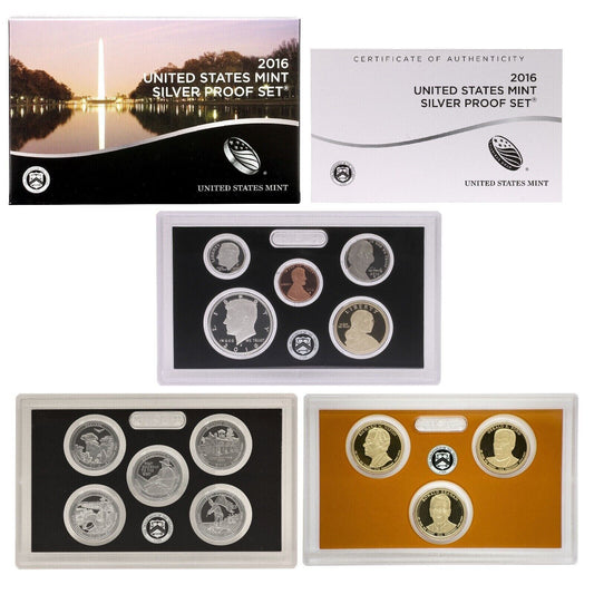 2016 S US Mint Silver Proof Set - 13 Coins COA Original Box image 0