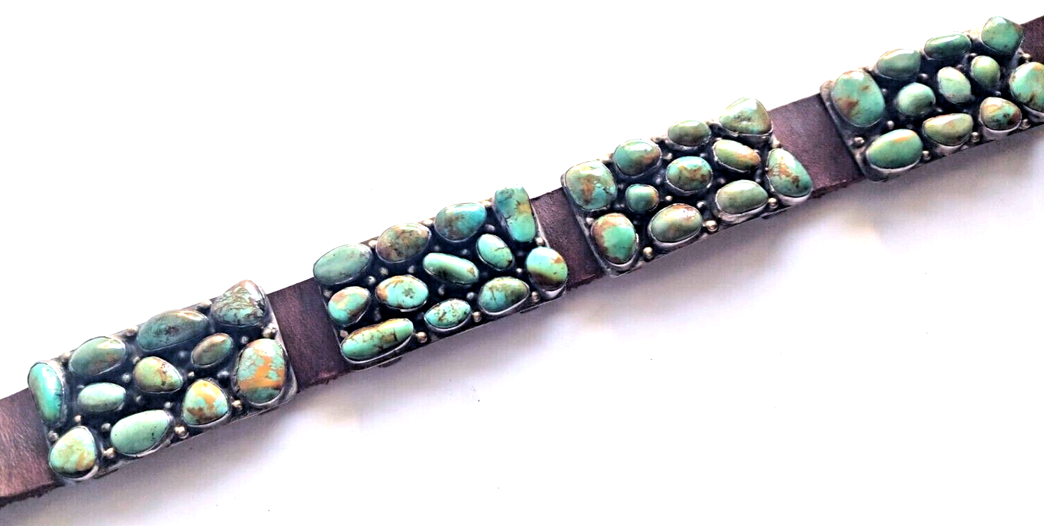 Navajo Native American Sterling Silver Turquoise Concho Belt by Willie Nezzie image 7