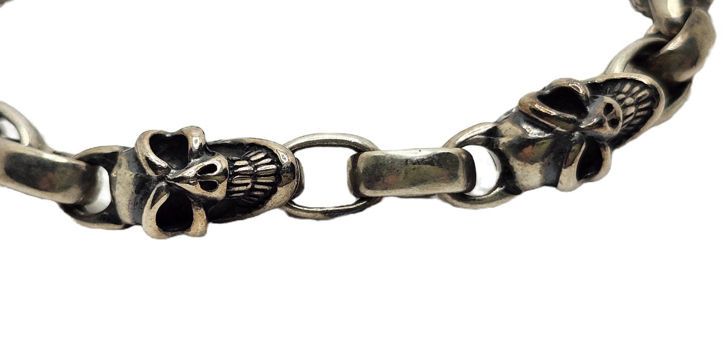 BWL Bill Wall Leather Six Good Luck Skull Sterling Silver Toggle Brac image 3