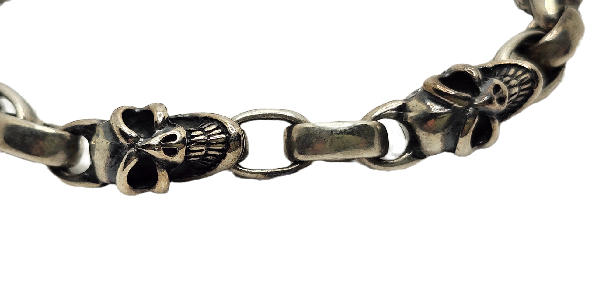 BWL Bill Wall Leather Six Good Luck Skull Sterling Silver Toggle Brac image 3