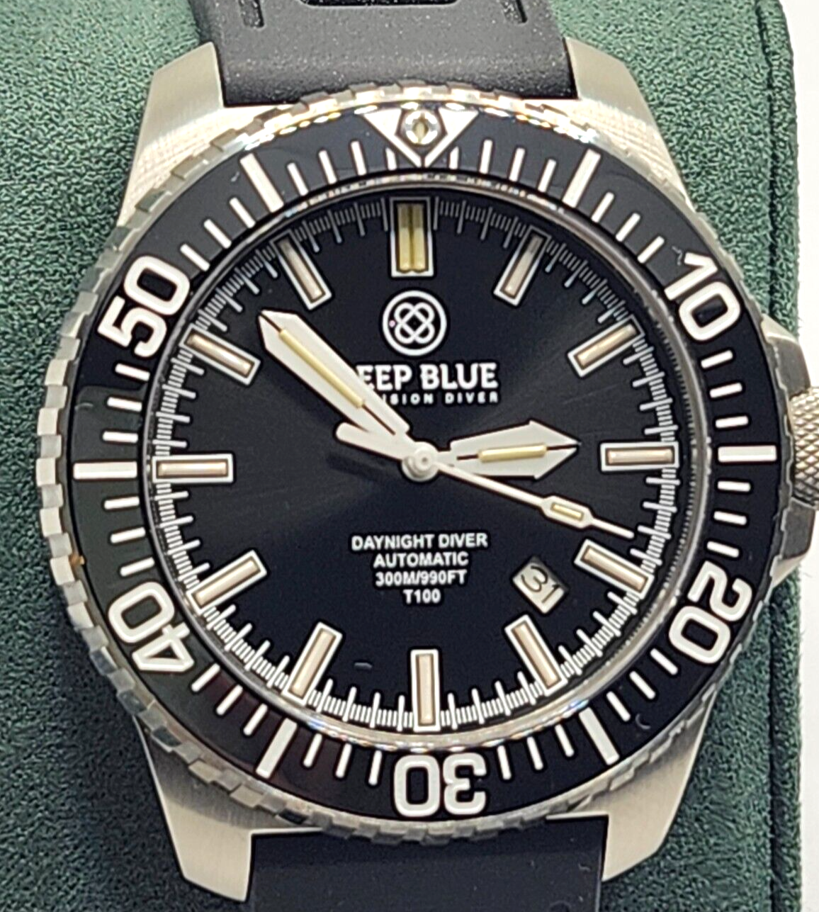 NEW! Deep Blue Daynight 65 T-100 Tritium Automatic Men's Dive Watch w/ 2 bands image 1